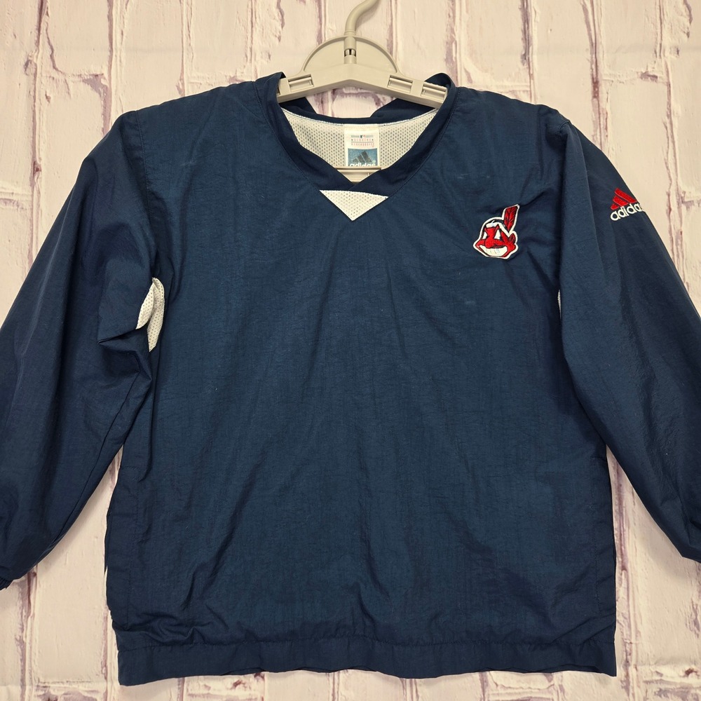 Vintage Y2K Adidas Cleveland Indians Chief Wahoo Pullover Windbreaker Kids 5/6